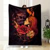 Fiery Skull and Rose Art for all seasons blanket lunch break throw gift