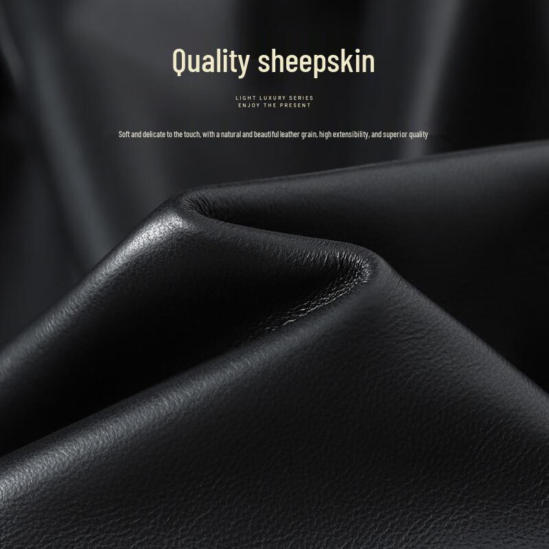 Futing Men's Winter Genuine Sheepskin Stand Collar Padded Leather Jacket