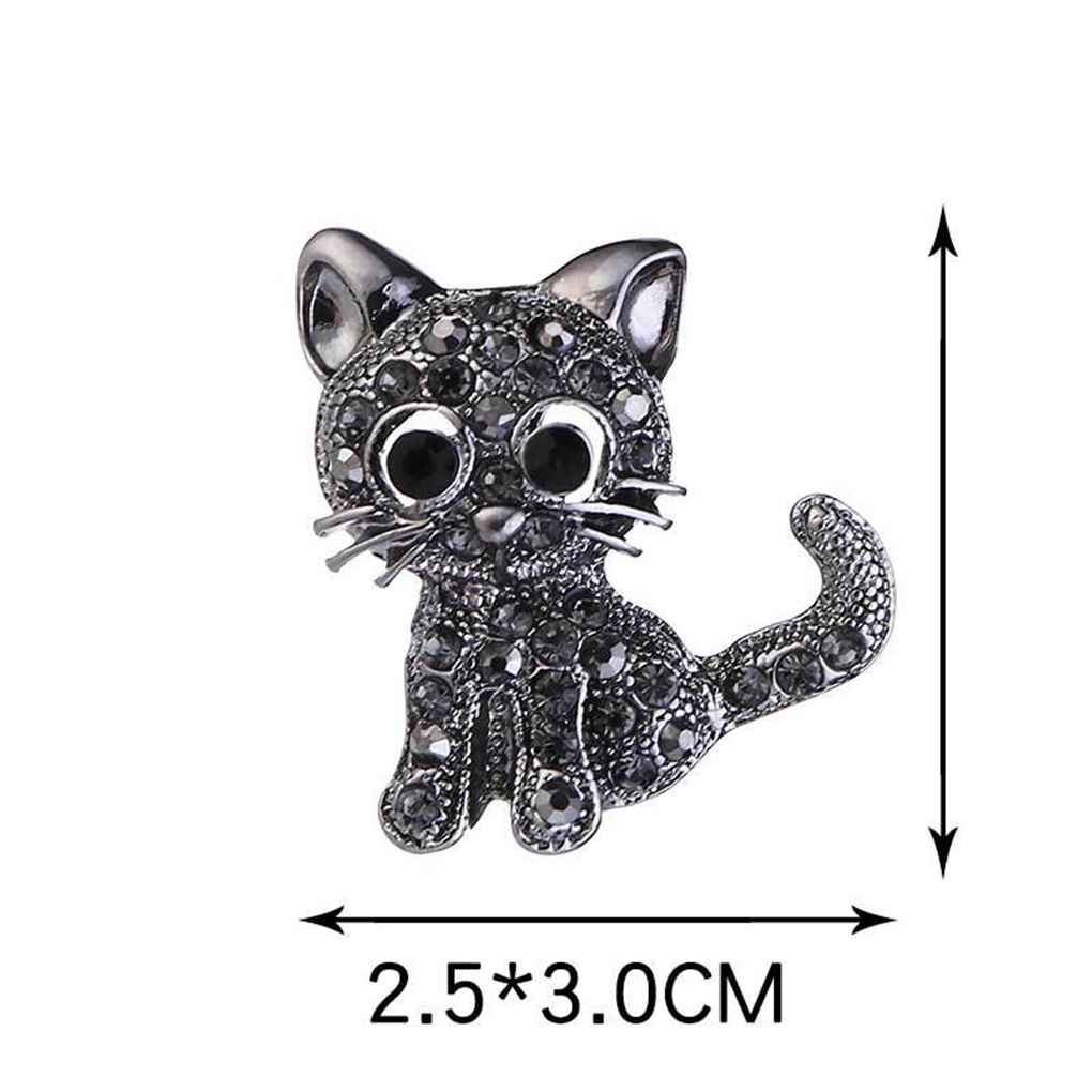 Women Lovely Style Sparkling Crystal Rhinestone Brooch Girl Cartoon Cat Scarf Pin Breastpin Wedding Jewelry Gift