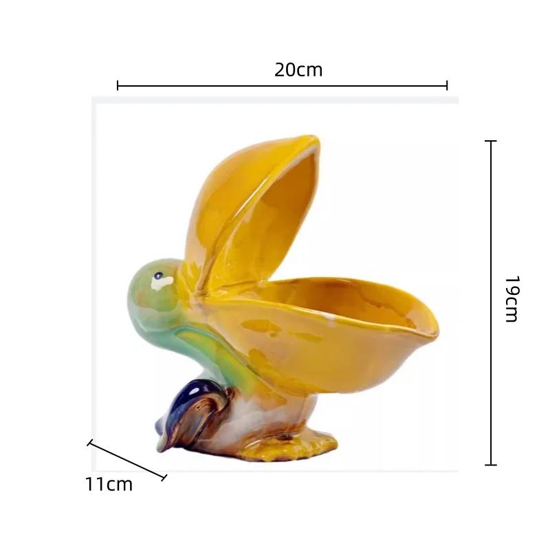 

Ceramic Handicrafts Pelican Desktop Storage Tray Fruit Plate Bird Storage Container Simulated Animal Sculptures Home Decoration