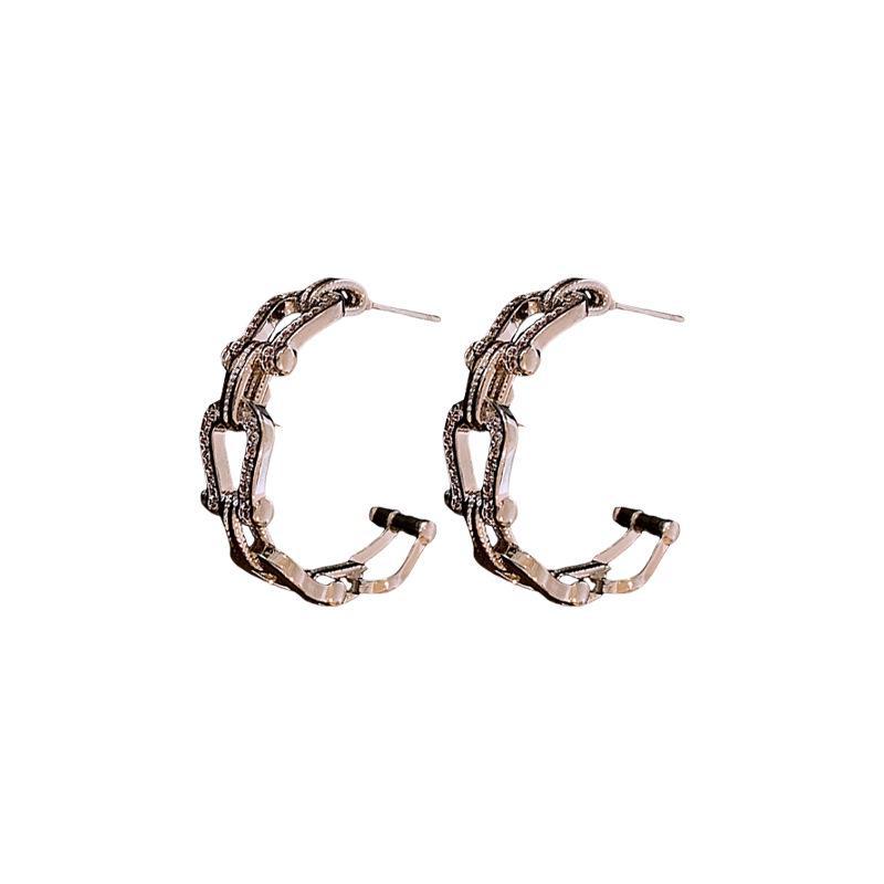 Gold-Plated Silver C-Shaped Horseshoe Buckle Earrings - Elegant Luxury Fashion for Women