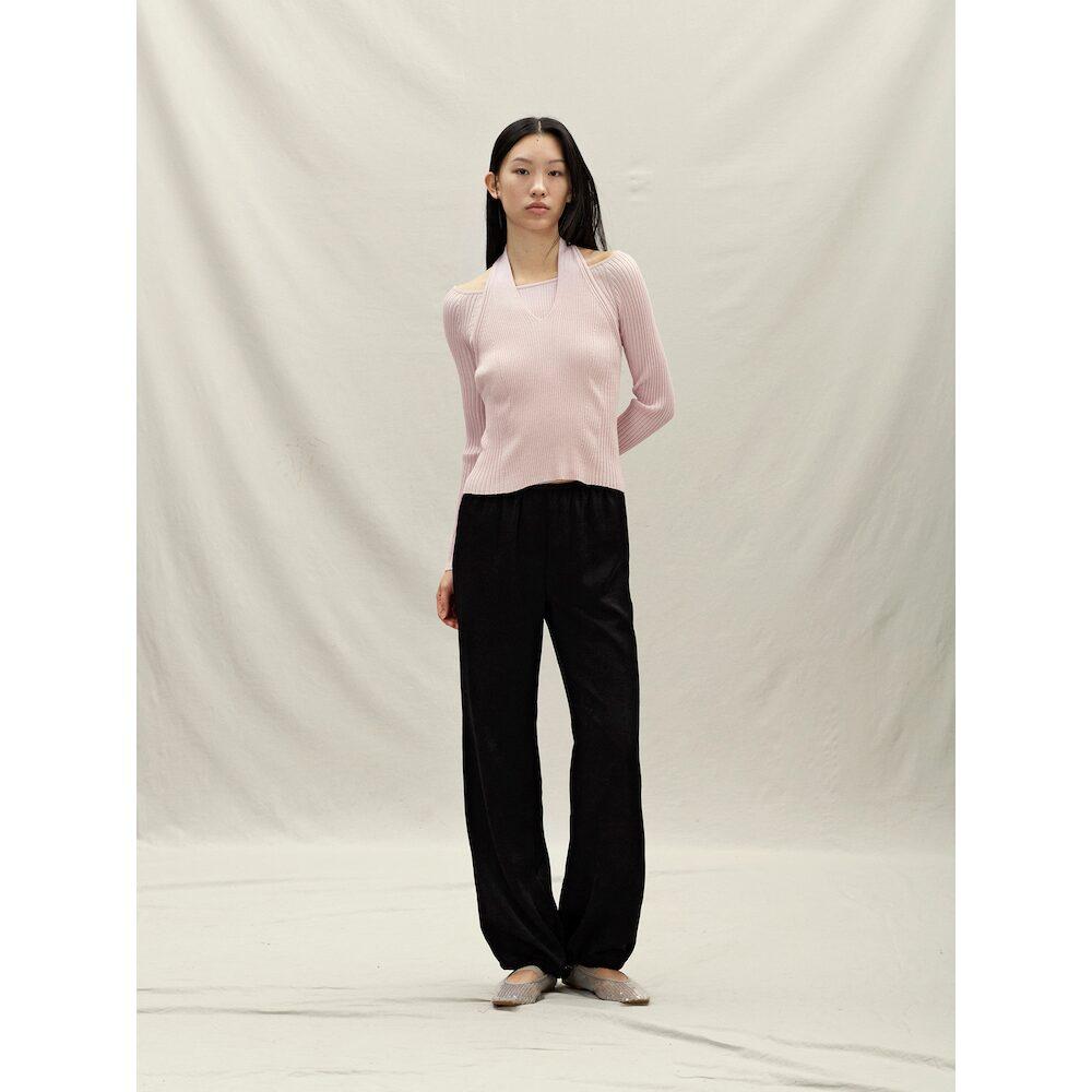 Anggae Velvet Satin Dancer Pants Black