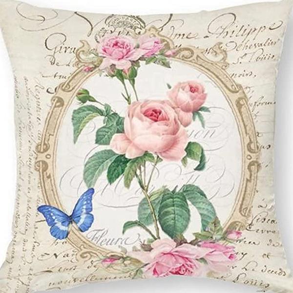 Retro American Plant Floral Print Linen Pillow Case Living Room Sofa Car Pillow Cushion