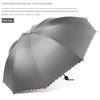 Large Thickened Windproof Reinforced Umbrella for Heavy Rain with Logo, Foldable Dual-Use Black Coating for Sun Protection and Uv Protection