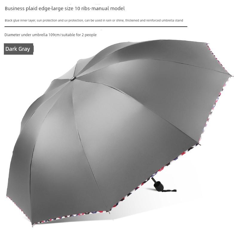 Large Thickened Windproof Reinforced Umbrella for Heavy Rain with Logo, Foldable Dual-Use Black Coating for Sun Protection and Uv Protection
