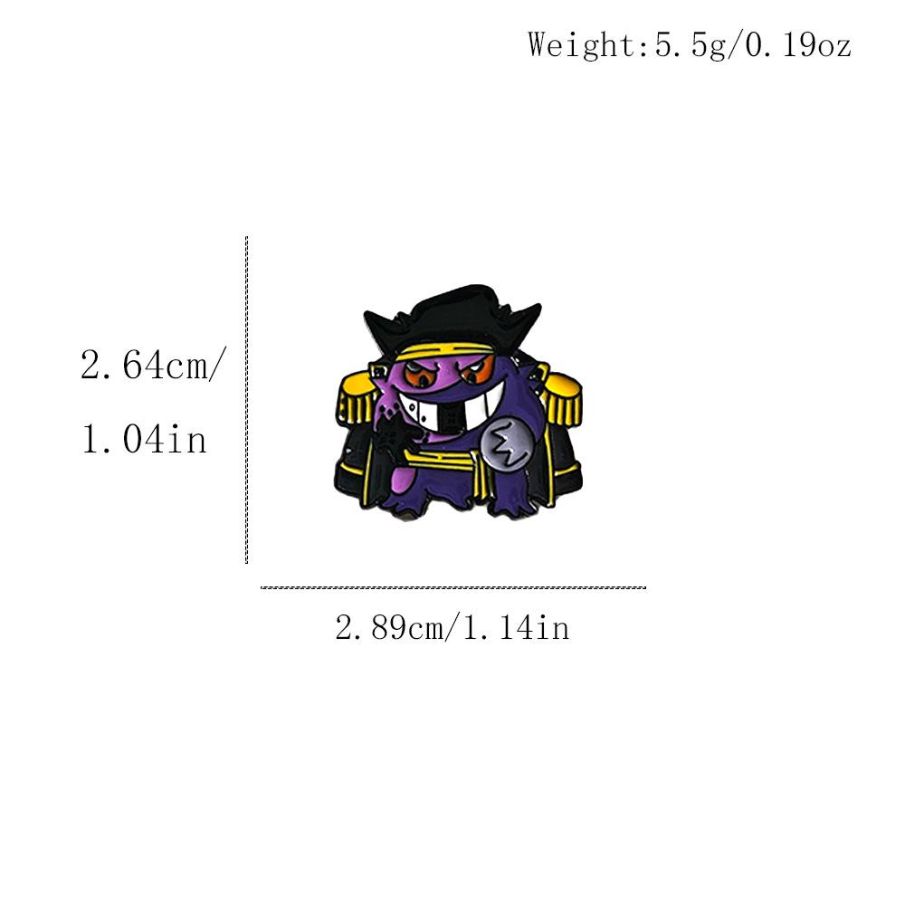 Japanese Anime Inspired Pokemon & One Piece Metal Badge Brooch - Luffy & Gengar Design