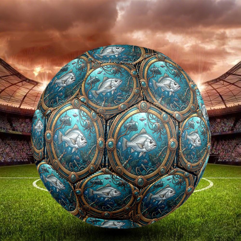 Underwater Steampunk Scene Round Football Size 5 Adult Ball Suitable for Training Matches and Outdoor Team.