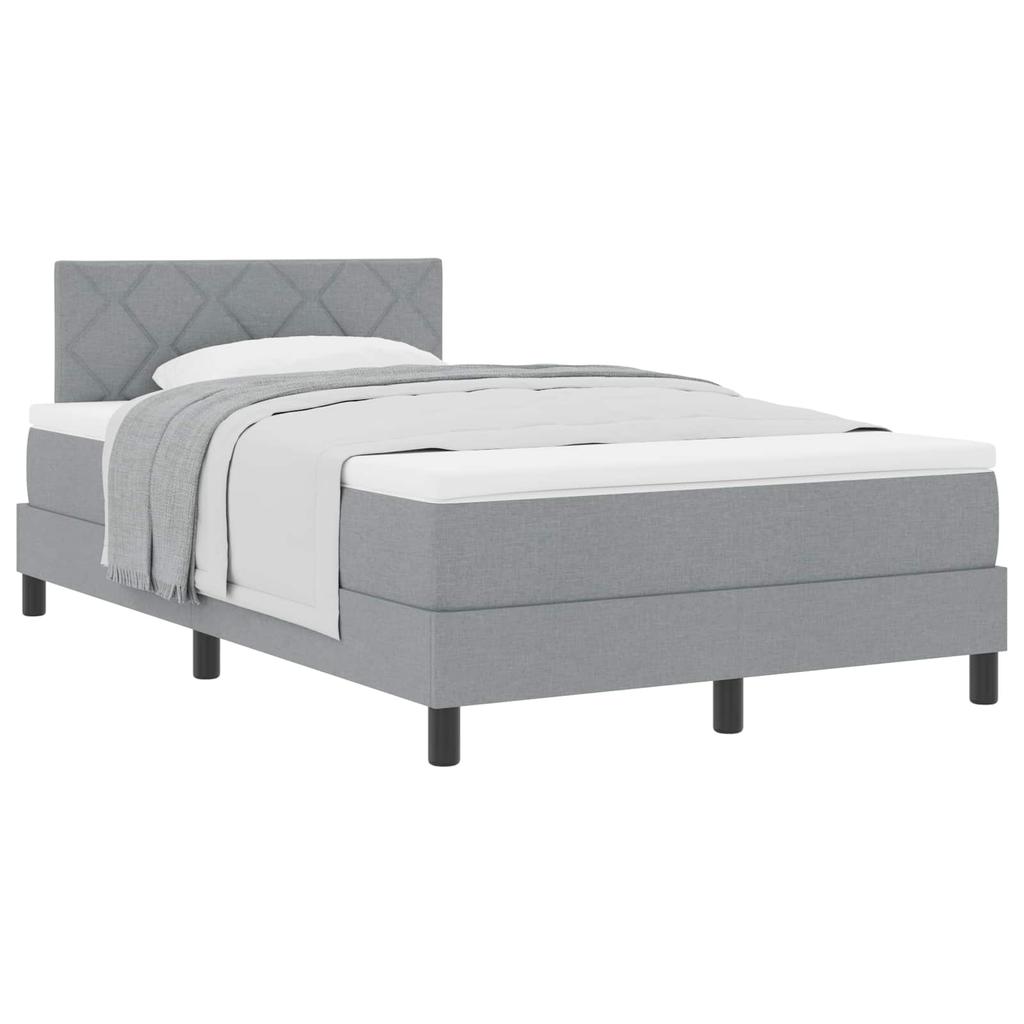 Boxspring Bed with Headboard Light Grey 120 X 200 Cm Fabric