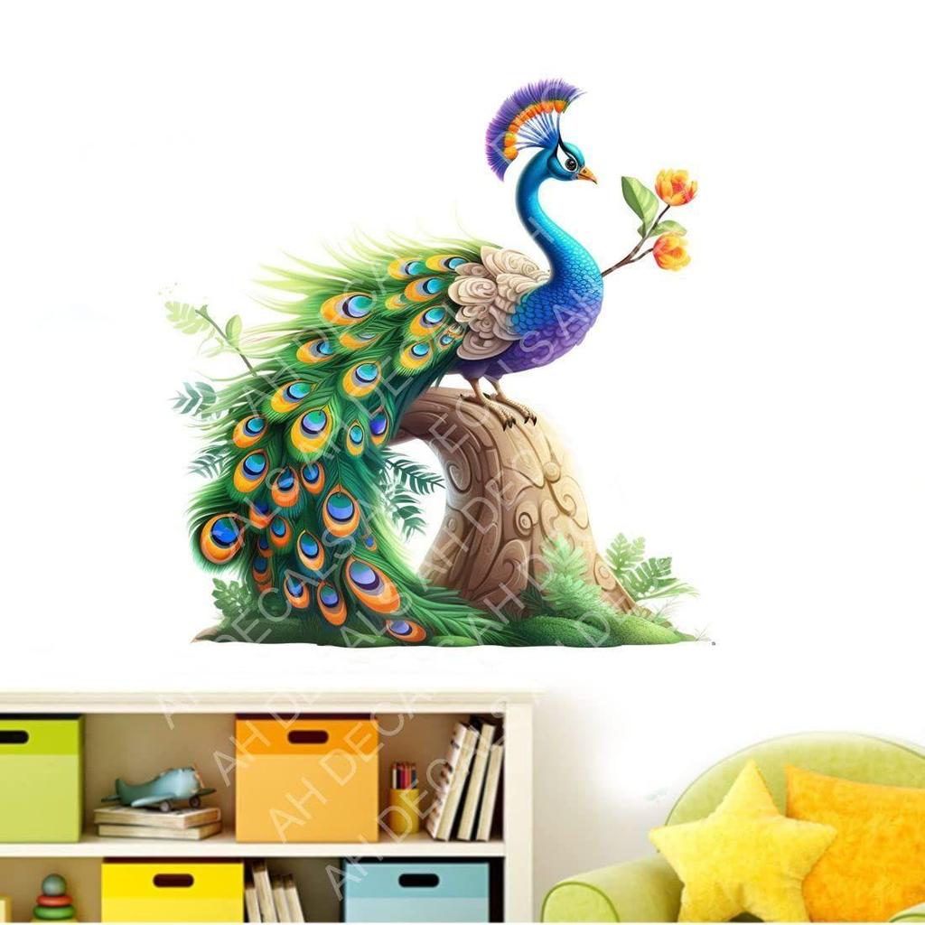 Peacock Wall Sticker for Kids Room Classroom playroom (60x60cm)