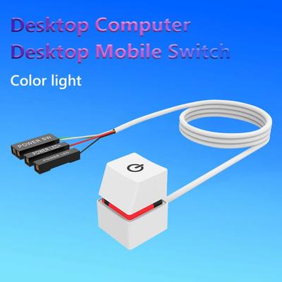 Ein/Aus PC-Netzschalter Schalterkabel Tragbar Bunte LED-Lichter Computer Desktop-Schalter PC-Motherboard Verlängerungskabel für Zuhause