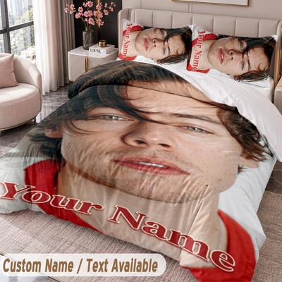 Harry Styles Spausdinta patalynės komplektas Individualus vardas Tekstas 1 antklodės užvalkalas 2 pagalvių užvalkalai Miegamajam
