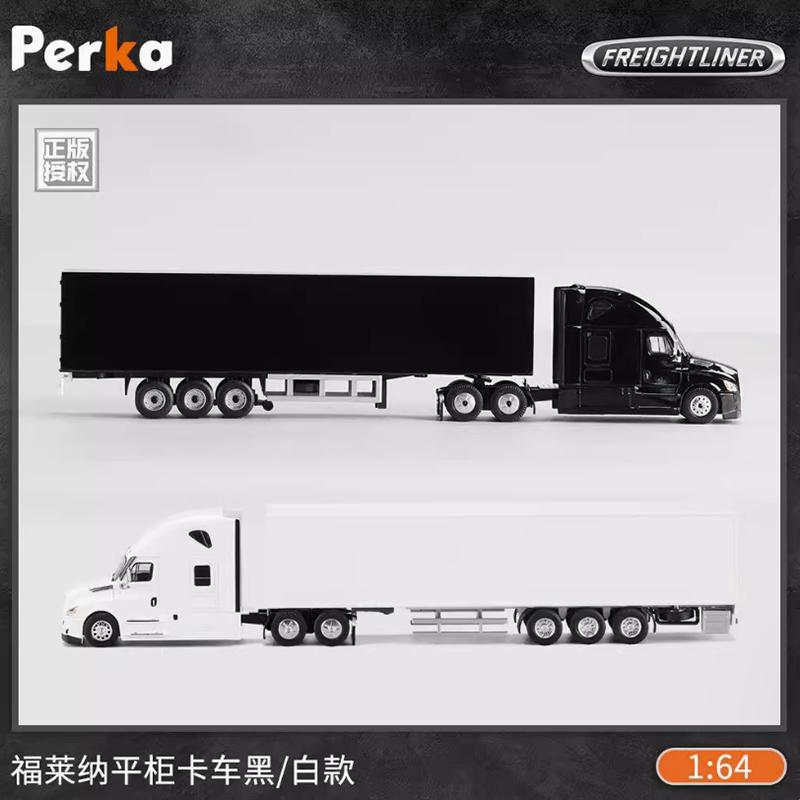 Perka Diecast 1:Camion container Freightliner in scala 1:64 Veicolo per consegne espresse Modello di simulazione in lega Collezione Souvenir Regali