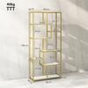 Seven-Tier Geometric Bookcase - White/Gold Tone