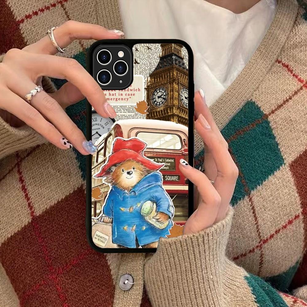 Cute P-Paddington Bear Phone Case Silicone PC+TPU For For IPhone 11 12 13 14 15 16 Plus Pro Max Cover