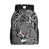 Graffiti Tiger Line Manga Backpack Student Unisex  Big Backpacks Polyester Pretty High School Bags Camping Design Rucksack