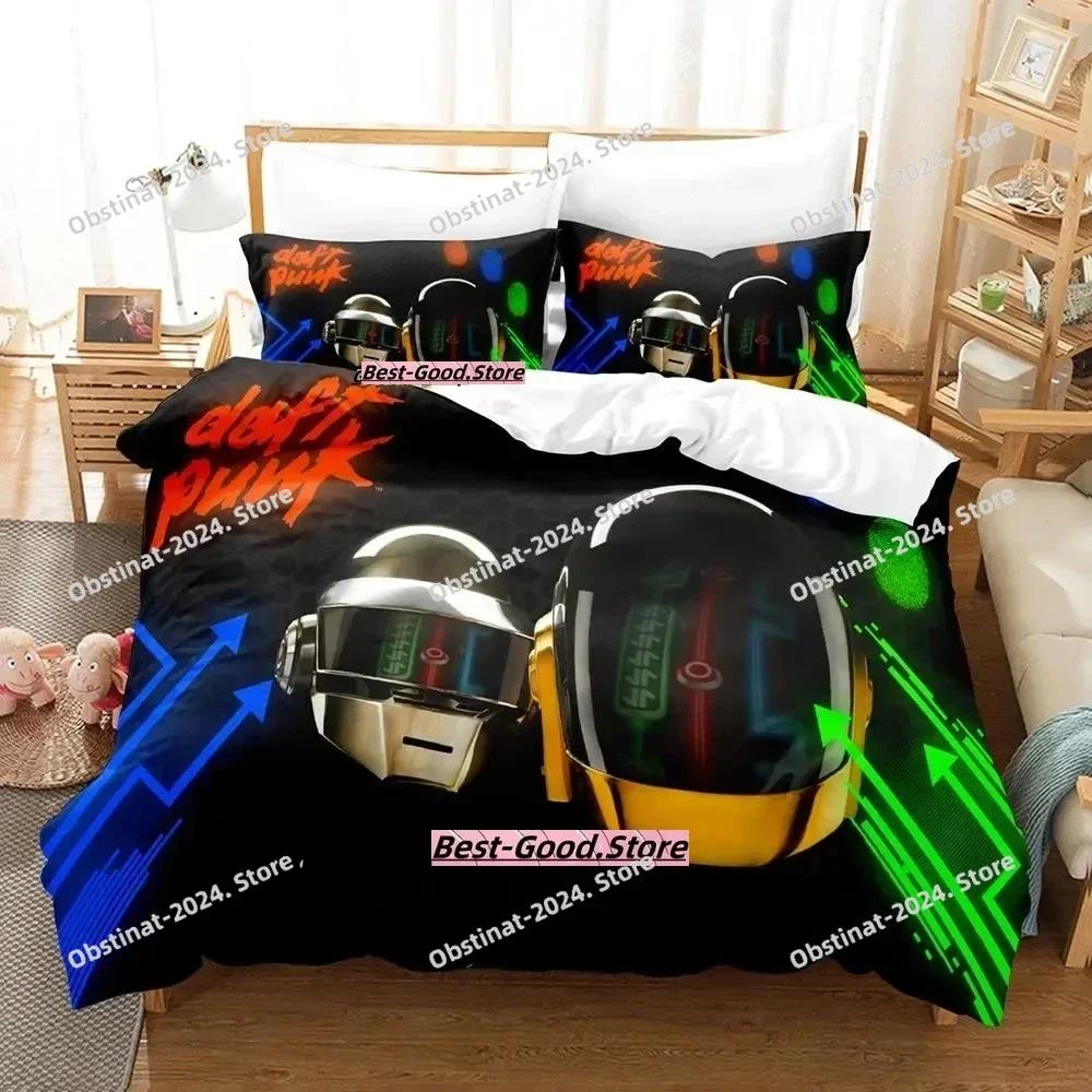 Daft Punk Sängkläder Set Tryckt Med Örngott Täcke Mjuk Enkel Dubbel Queen Super King Storlek Vuxen Barn Sovrum