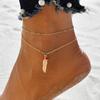 Personalized leaf pendant fringed adjustable anklet beach vacation style double anklet accessories