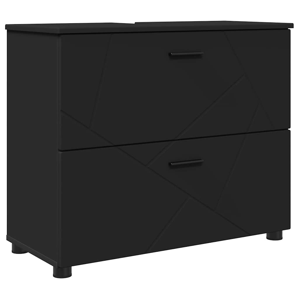Bathroom Furniture Set with Door 4 Pcs Black Plywood and Metal
