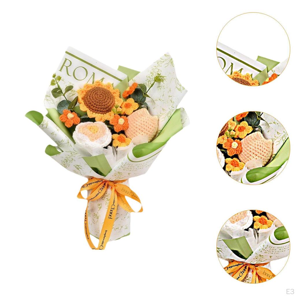 Färdig Virkad Bukettändar Kreativa Konstgjorda Blommor Hand för Festival Tacksägelsefest