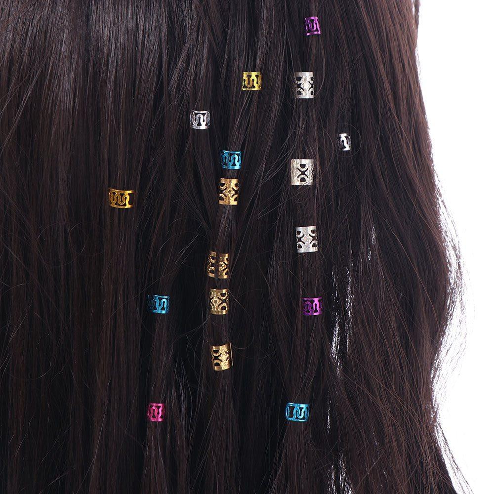 40pcs Metal Cuff Clips Hollow Out Hair Ring Dread Locks Hair Braid Tubes Dreadlocks Beads Women