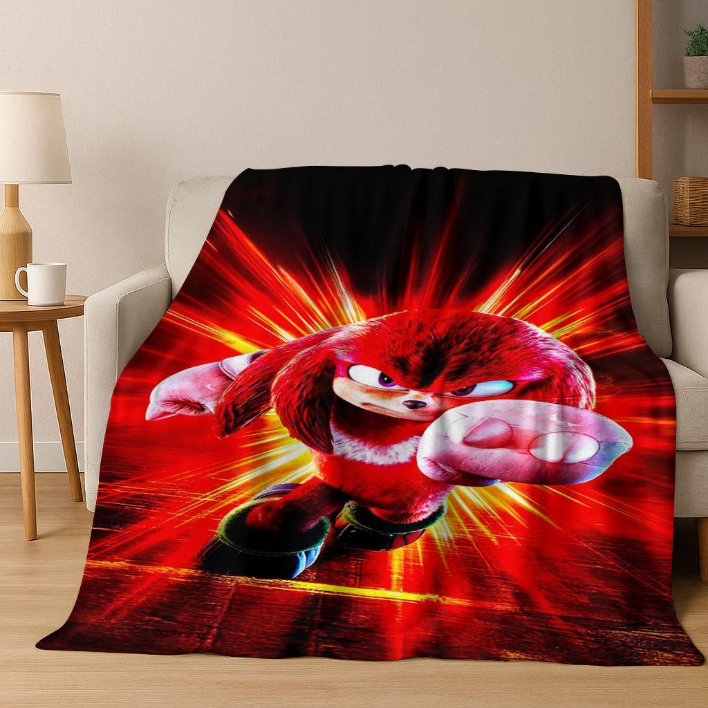 Classic S-Sonic Cartoon Game Flannel Blanket Soft Warm Throw Blanket for Bed Bedroom Living Room Travel Picnic Office Gift Kids