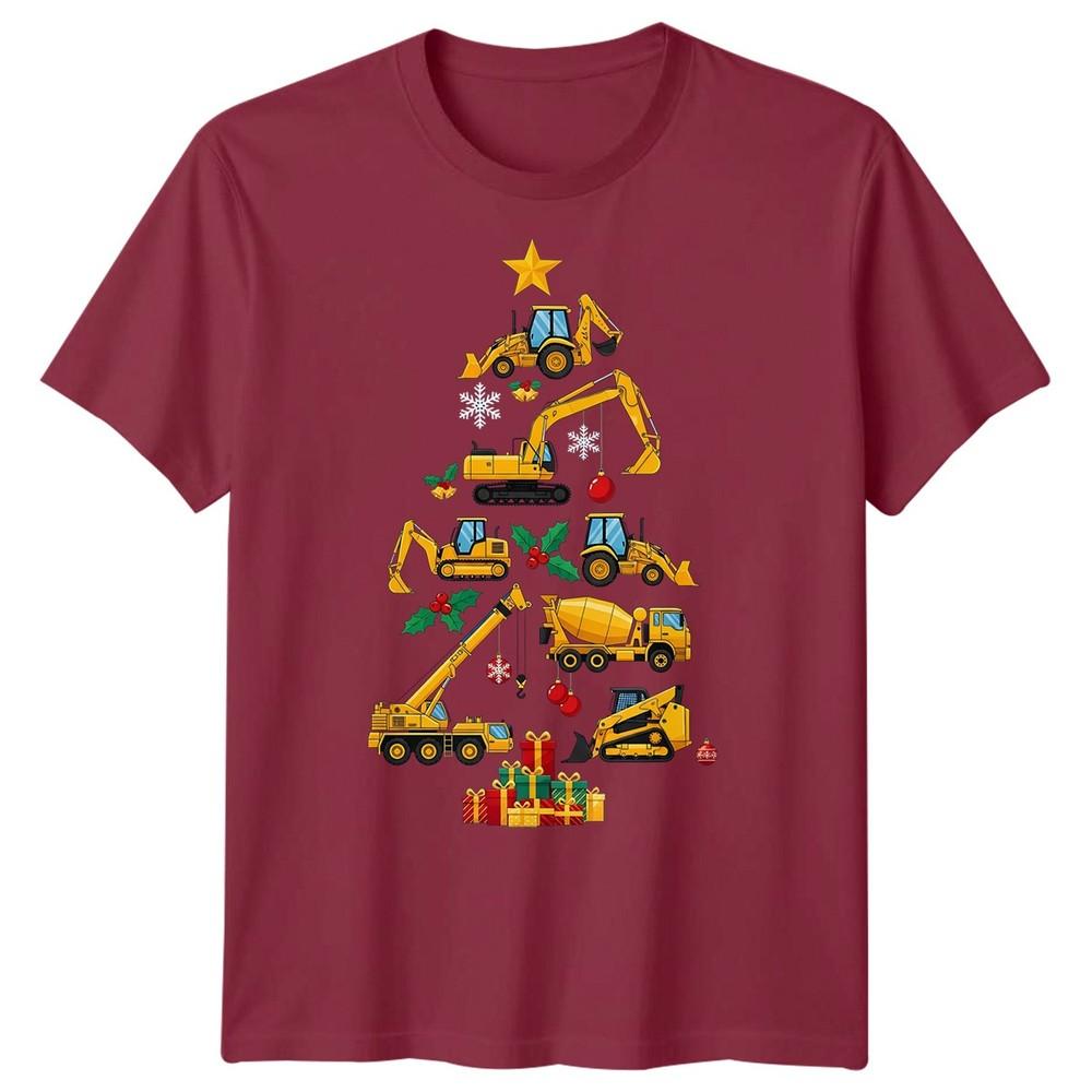 Construction Christmas Tree Holiday Unisexs TShirt Vehicles Gift