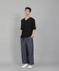 Seinteukeulu Plain V-Neck 16S Cotton Knee-Length Short Sleeve T-Shirt V-8A01 Black