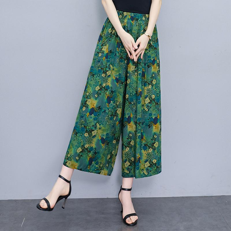 Summer Wide Leg Pants for Women Vintage Clothes Plus Size Loose Elastic Waist Casual Pants