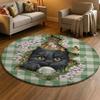 Rabbit Stone Hole Printed Round Carpet Visual 3D Animal Printed Door Mat Living Room Bedroom Kitchen Decoration Rug