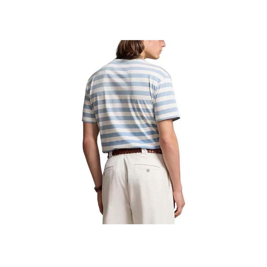 Polo Ralph Lauren Letter Logo Printed Striped Crew Neck Short Sleeve T-Shirt Men T-Shirt Blue 710941840-001