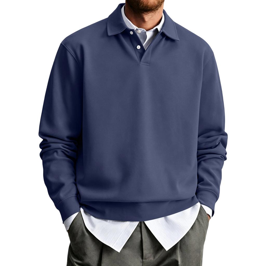 Men's Color Long Sleeve Shirt Casual Collared Top for Daily Wear