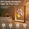 Shared Family Print Art Display with 4 Clear Inserts, Warm Light and USB Cord for Indoor Handprint Display Use Y5GB