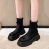 New Style Women's Short Boots Autumn Winter Knitted Slimming Elastic Ankle Boots Woman Height Increasing Casual Platform Shoes