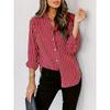 Elegante Camicia a Righe Bottonata da Donna - Blusa Casual a Manica Lunga con Collo, Poliestere Leggero, Lavabile in Lavatrice, Perfetta per l'Estate