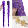 RUMI COS Purple Hair Braids Pony-tail Synthetic Braids Hairstyle Long Ponytail with Clips for Kids Girls Halloween Christmas