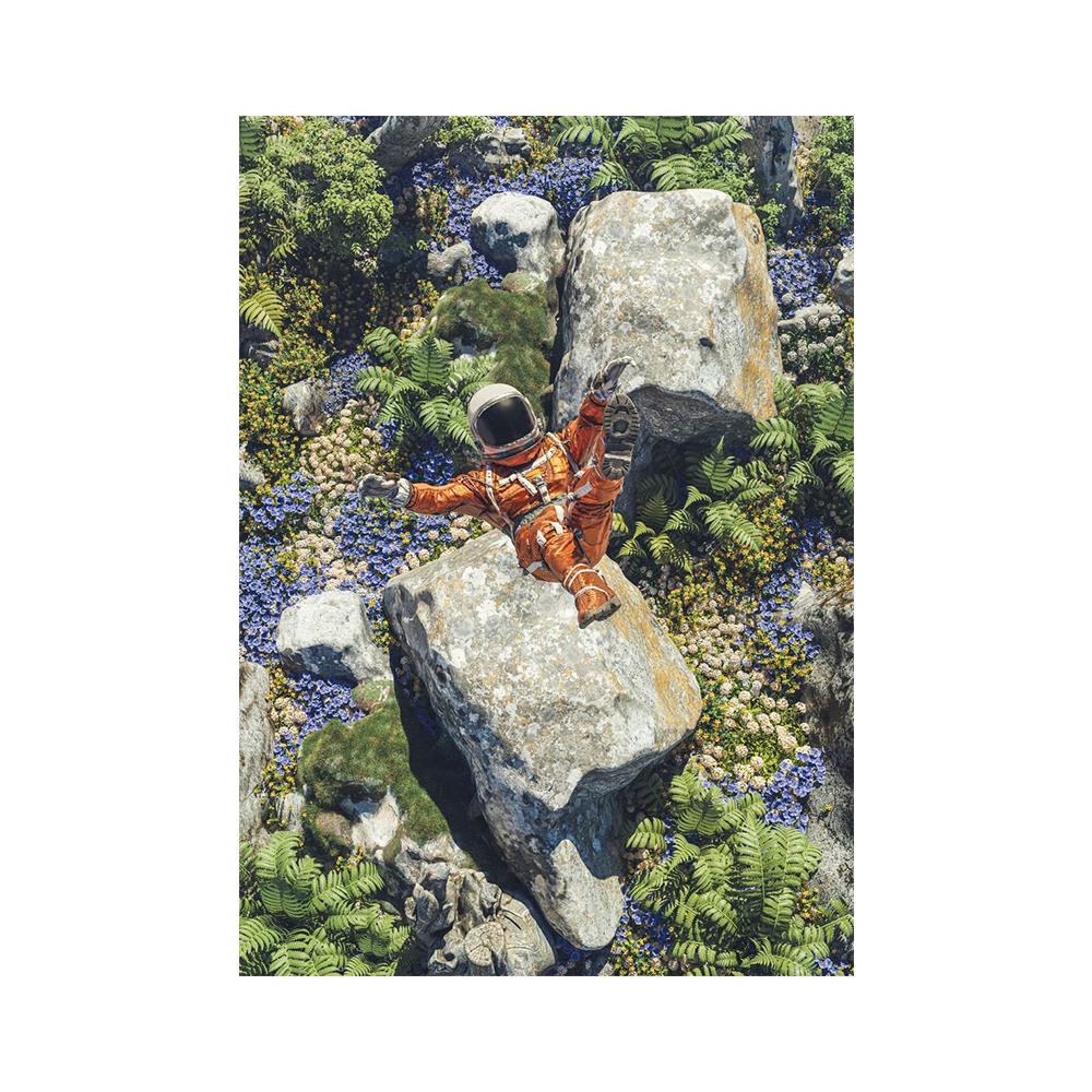 Astronaut Flower Field Painting Canvas Print Wall Art Poster Flourishing of Life Picture for Gift Living Room Home Decor Cuadros