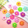 New Novelty 100Pcs 21MM Colorful Glitter Daisy Flowers Flatback Resin Cabochons for Jewelry Making Scrapbooking Embellishments