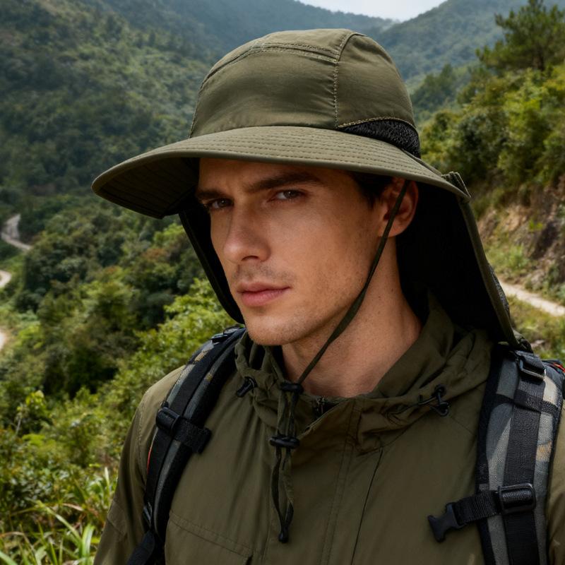 Unisex Windproof Quick-Dry Fisherman Hat with Neck Flap & UV Protection for Outdoor Fishing Hiking