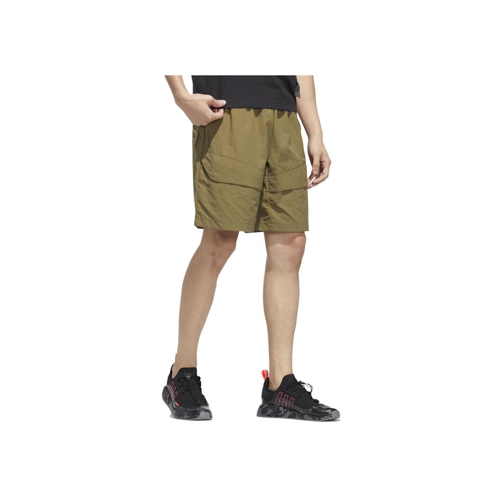 Adidas Solid Color Logo Print Elastic Straight Leg Shorts Men Shorts Olive-Green HM8036