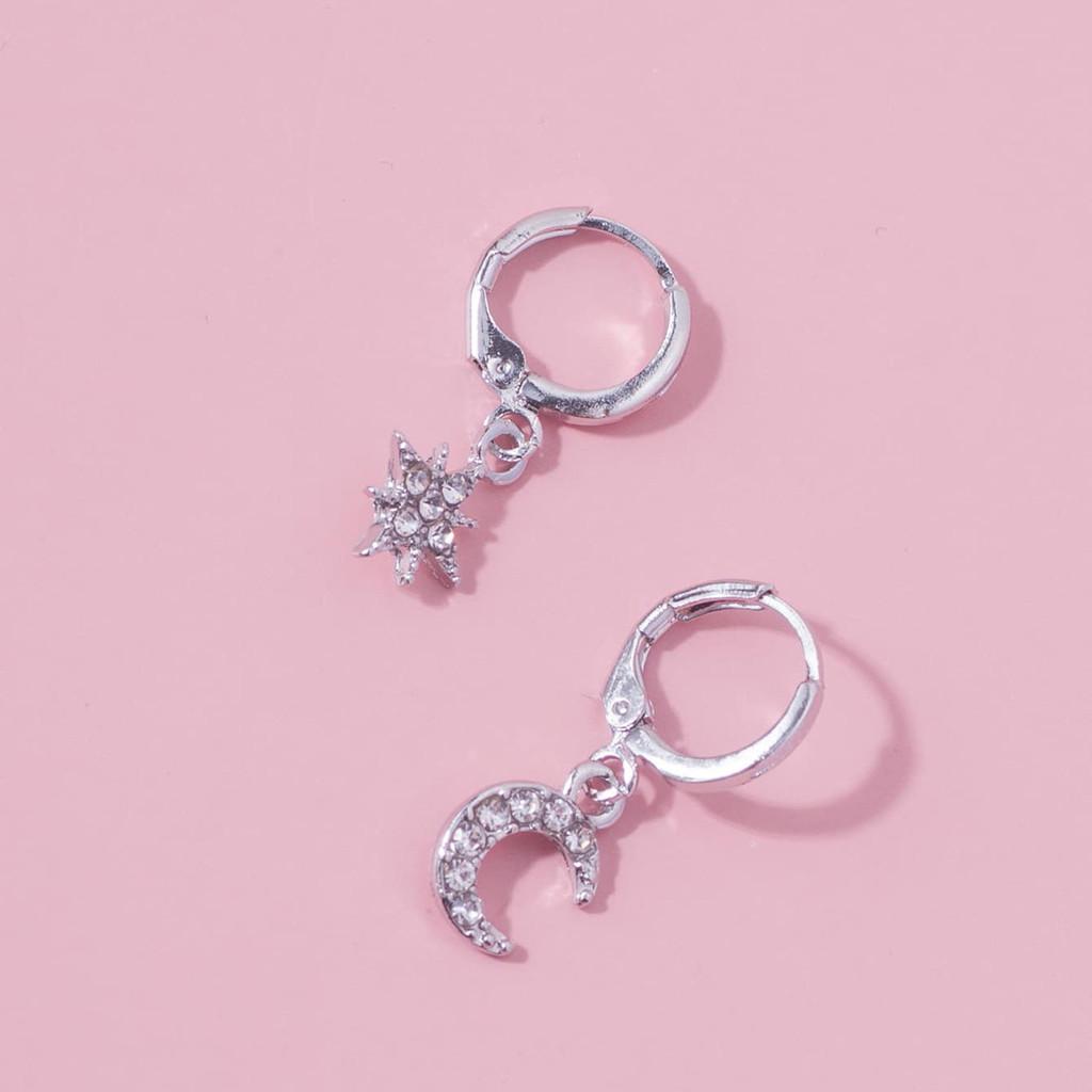 Minimalist Elegant Star Moon Earrings Geometric Alloy Jewelry Perfect Gifting For