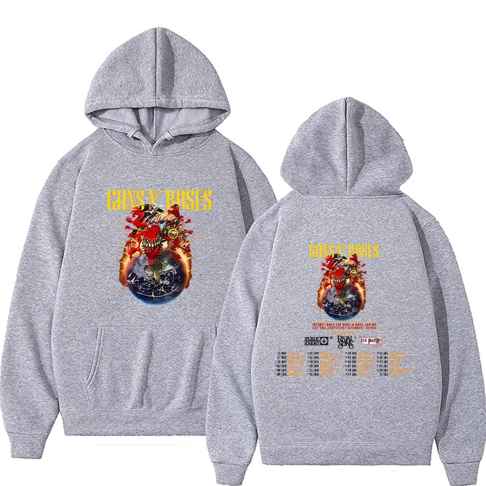 Guns N Roses Tour 2025 Hoodie Fashion Rock Band Streetwear Men Women Vintage Casual Hoodies Unisex High Quality Fleece Pullover