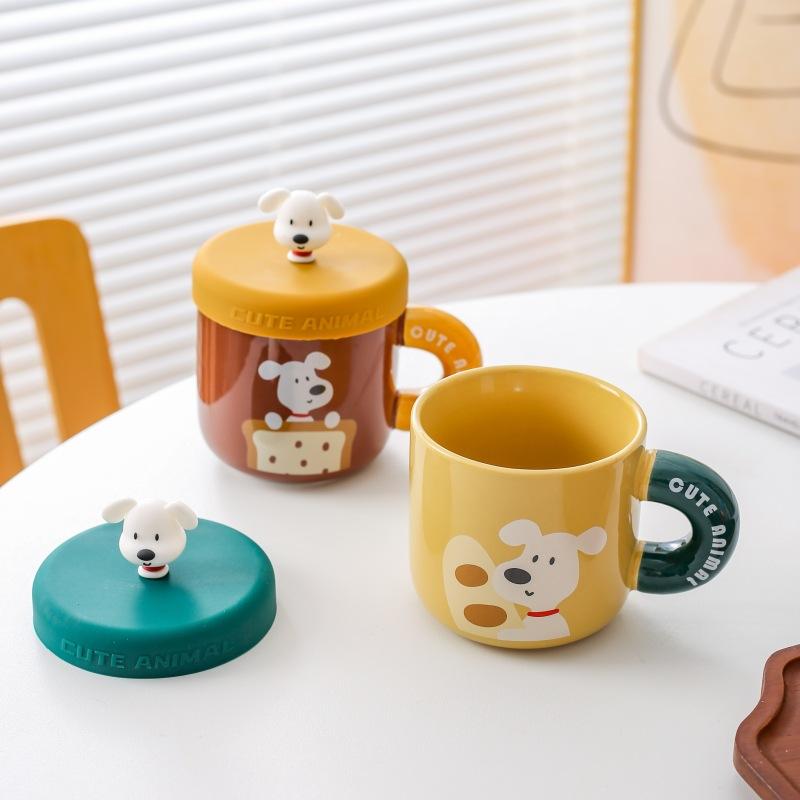 Creative Cartoon Mug Ceramic Cup Water Cup with Lid Cute Coffee Cup Children Water Cup Gift Birthday Gift