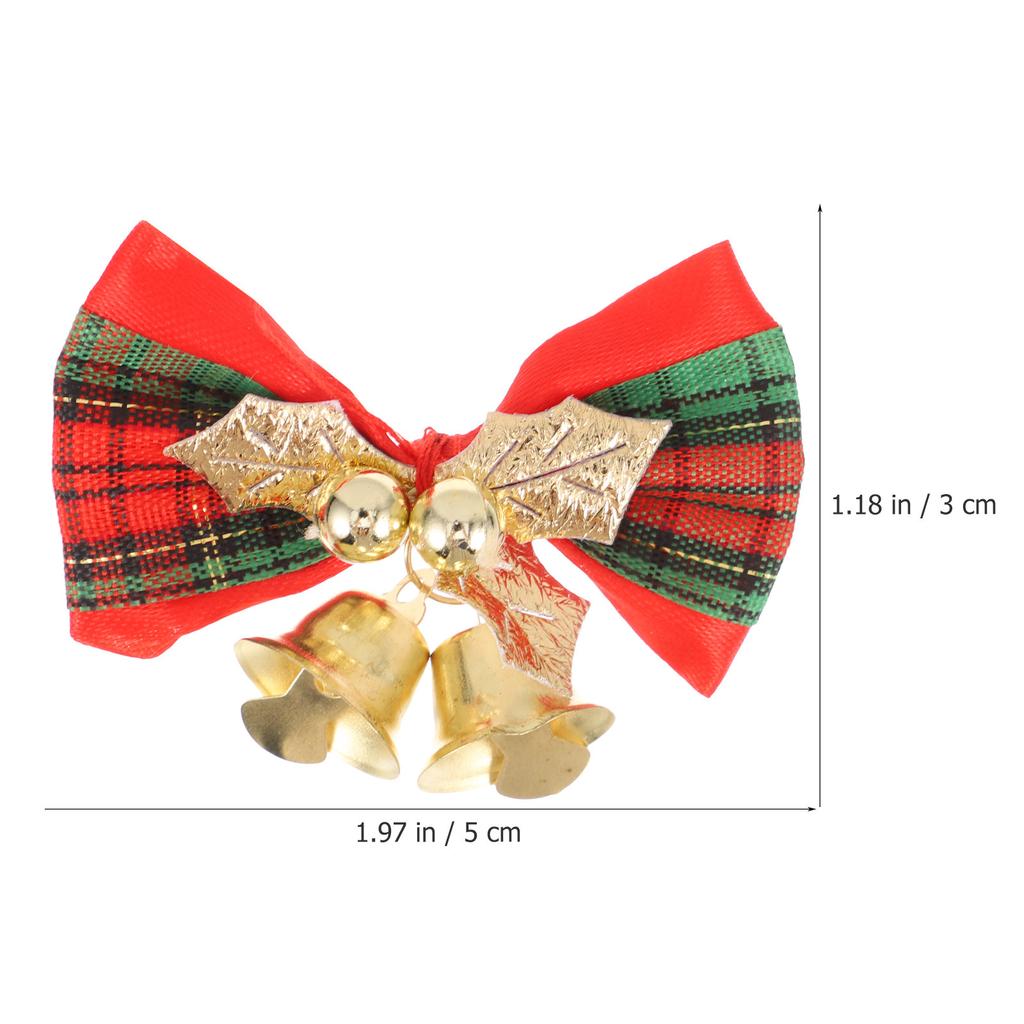 6Pcs Christmas Bell Mini Bowknot Decoration Creative DIY Material for Tree Hat Party Home Adornments Bow-Knot Decor