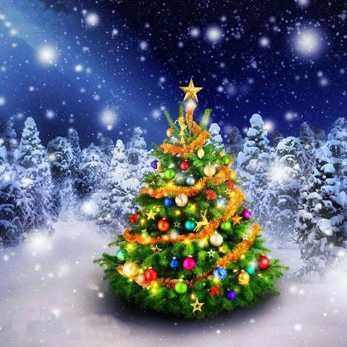 5D DIY Diamantmaleri Snølandskap Juletre Korsstingsett Full Rund Drill Broderi Mosaikk Kunst Bilde