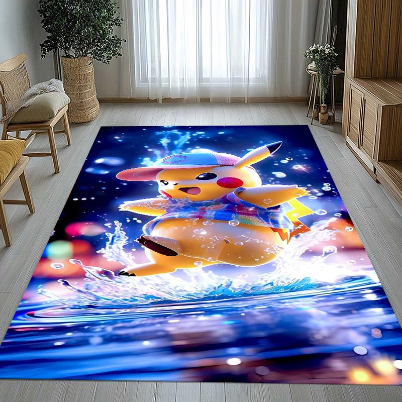 

Kawaii Pokemon Pikachu Cartoon Living Room Non-Slip Area Rug Soft Carpet for Bedroom Kids Playroom Sofa,Home Decor Doormat Gift 40x60cm