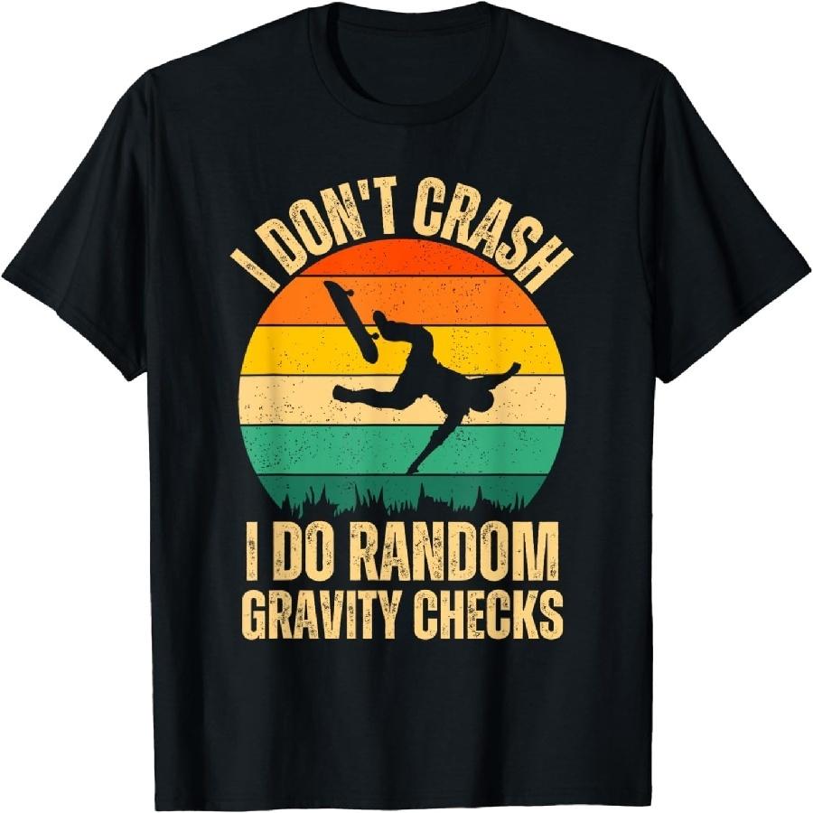 

FariBo I Don t Crash I Do Random Gravity Checks Skateboard Skaters T-Shirt XXXXXL чорний