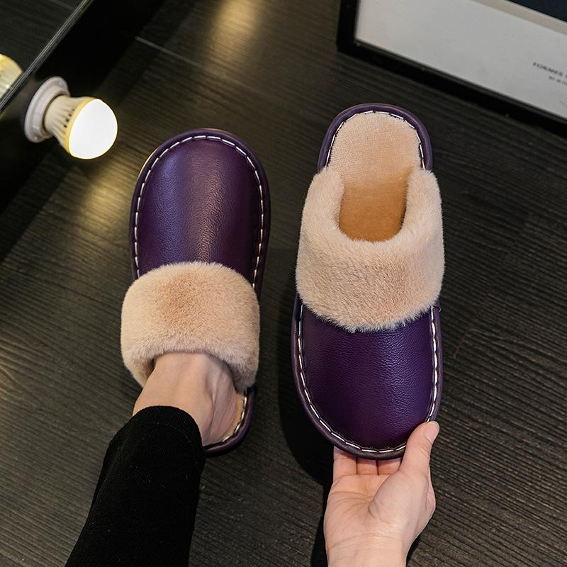 Men's Slippers for Winter with Warm Footbed Non-slip Sole Comfortable Fuzzy Soft Women's Warm Fleece Cozy Slides