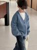 Boys' Wool Knitted Cardigan - 2025 Autumn Style Korean Version