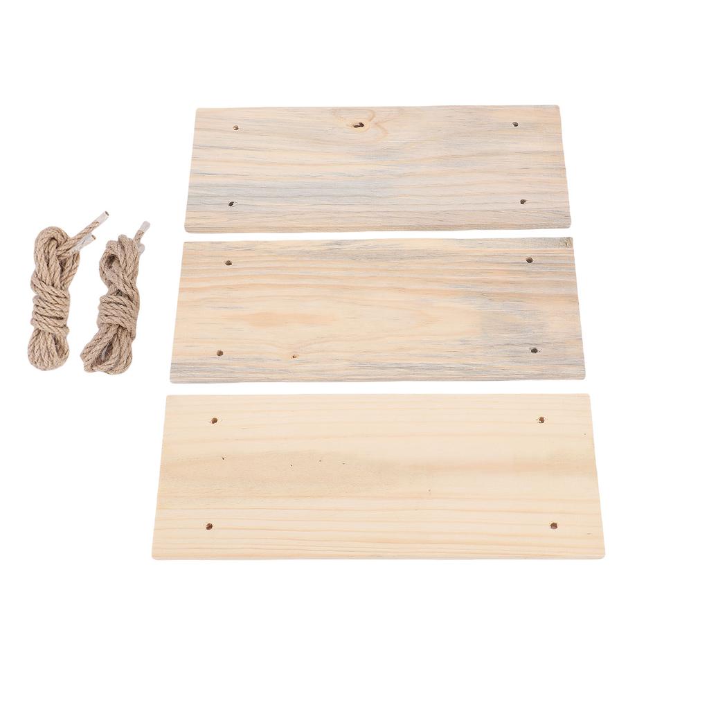 3 Pack Wooden Wall Shelf Set Floating Shelves for Bedroom Bathroom Kitchen Storage with Rope Easy Installation Holds Wall Hanging Rack