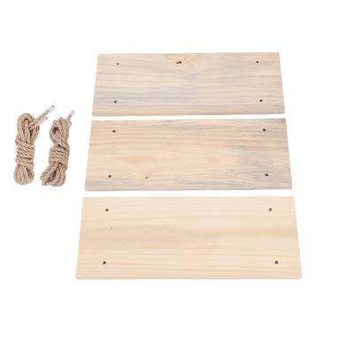 3 Pack Wooden Wall Shelf Set Floating Shelves for Bedroom Bathroom Kitchen Storage   with Rope Easy Installation Holds Wall Hanging Rack